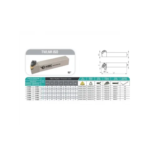 MBC TWLNL 25x25 M08 Dış Çap Tornalama Kateri