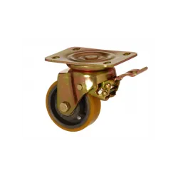 4002 DUR 100 F3 Döküm Frenli Poliüretan Rulmanlı Döner Teker