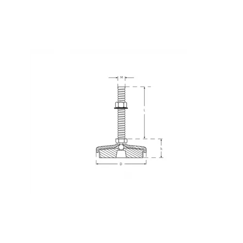 D120 M16x150 Kauçuk Tabanlı Saç Gövde Mafsallı Tezgah Tamponu SMHB Seri