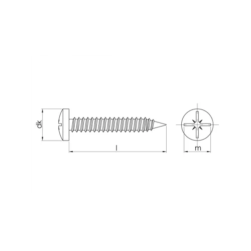 3.5x19 mm YSB Inox Saç Vidası DIN 7981
