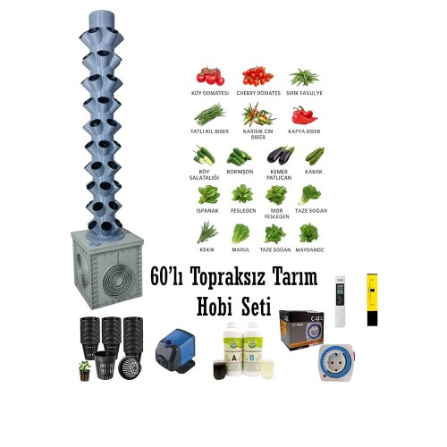 Topraksız Tarım Hobi Seti 60'lı Kule - Full Set Topraksız Tarım Hobi Seti 60'lı Kule - Full Set
