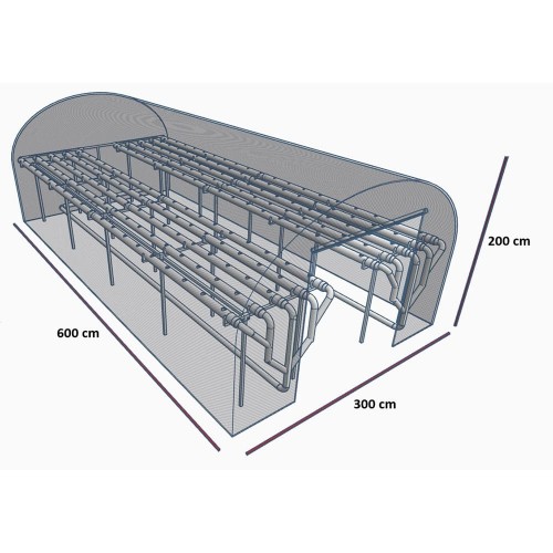 Profesyonel Hidroponik Tünel Sera Sistemi (600x300x200 cm)